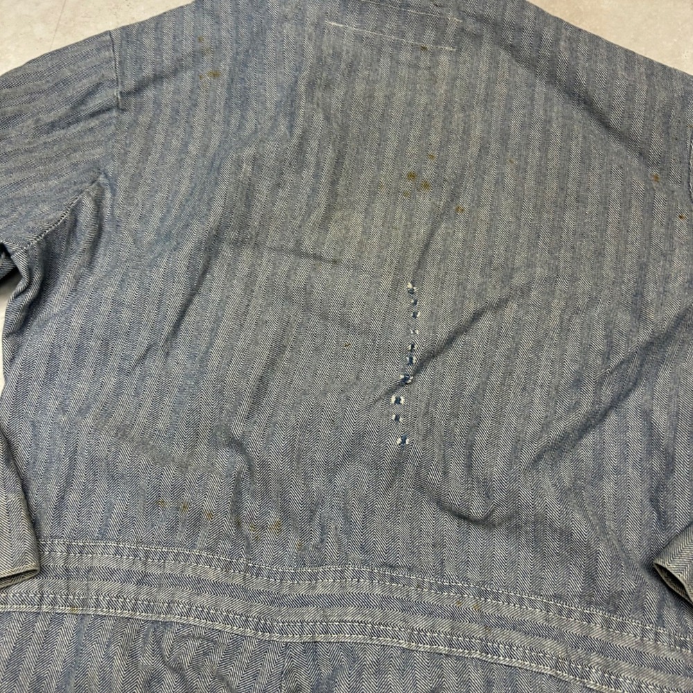 Red Kap Herringbone Coveralls Blue Mens 42-RG Vintage Workwear Distressed USA - Picture 8 of 15